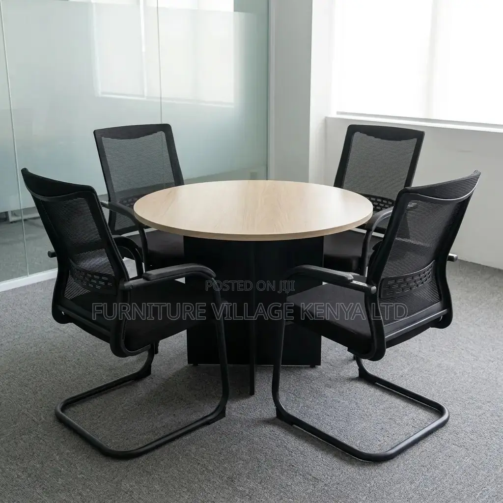 Round Brown Meeting Office Table.