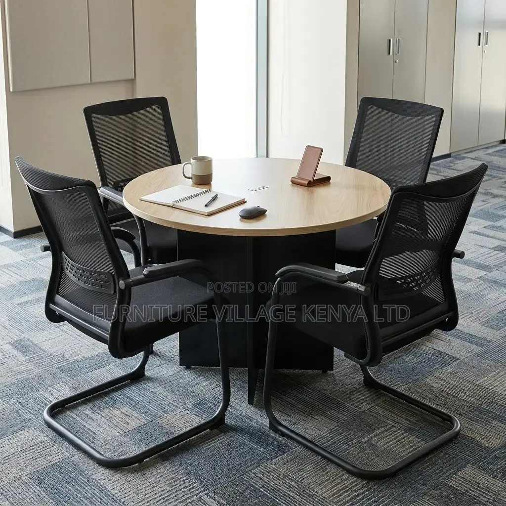 Round Brown Meeting Office Table.