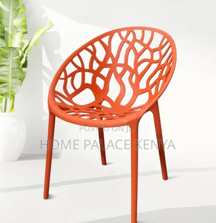 Dining Chair: Ergonomic Plastic Chair With Hollow Branch Design
