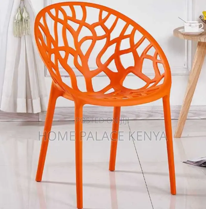 Dining Chair: Ergonomic Plastic Chair With Hollow Branch Design