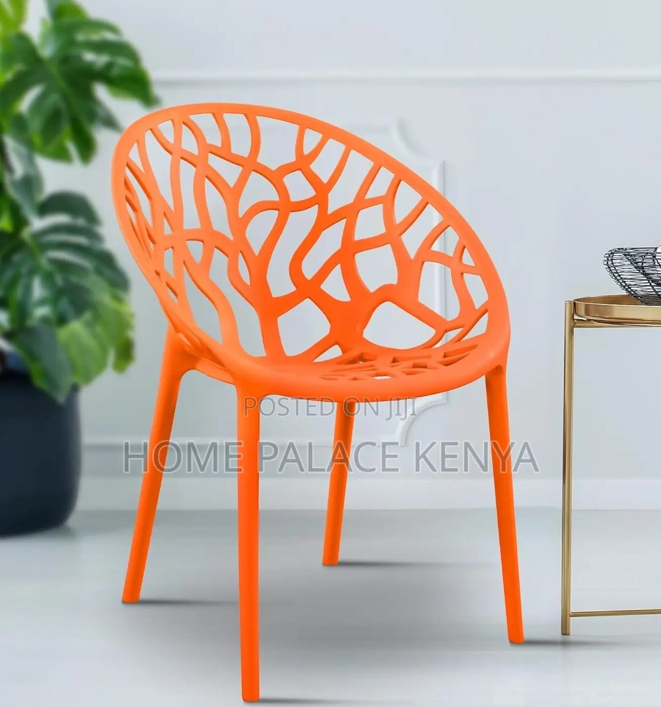 Dining Chair: Ergonomic Plastic Chair With Hollow Branch Design