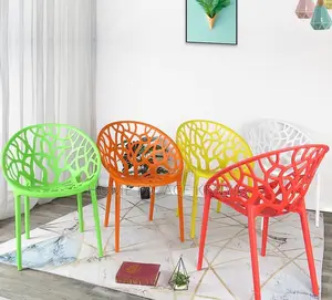 Dining Chair: Ergonomic Plastic Chair With Hollow Branch Design