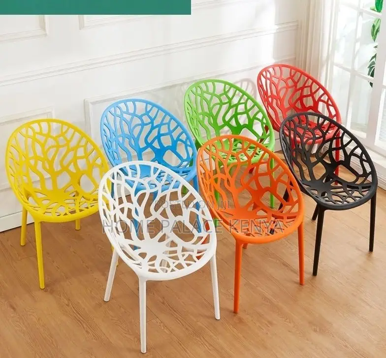 Dining Chair: Ergonomic Plastic Chair With Hollow Branch Design