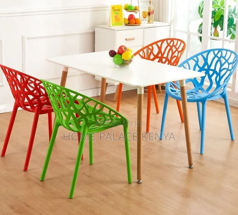 Dining Chair: Ergonomic Plastic Chair With Hollow Branch Design