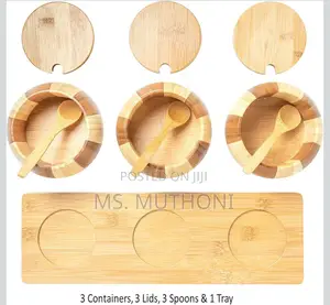 *3pc Bamboo Condiments Set With Stand
