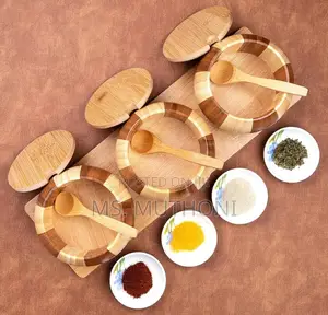 *3pc Bamboo Condiments Set With Stand
