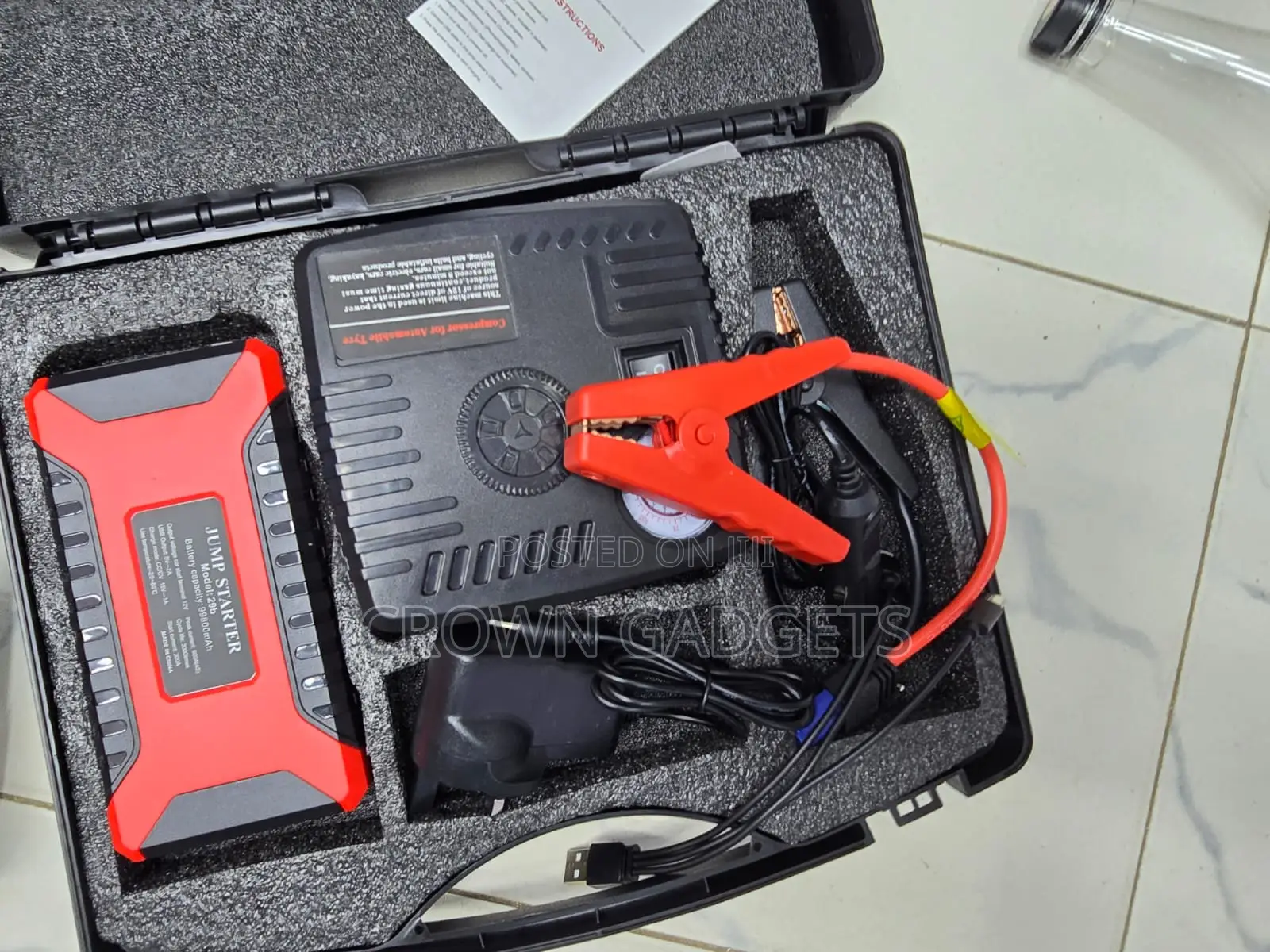 12v Car Jump Starter With Air Compressor Power Bank Kit