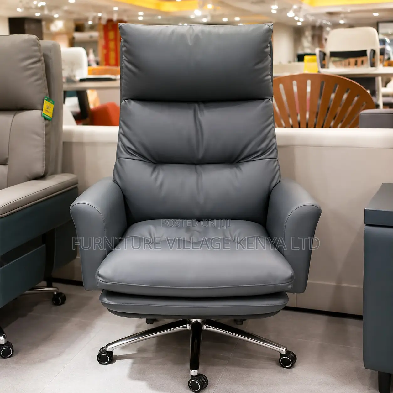 Leather Manager Desk Seat With Footrest.