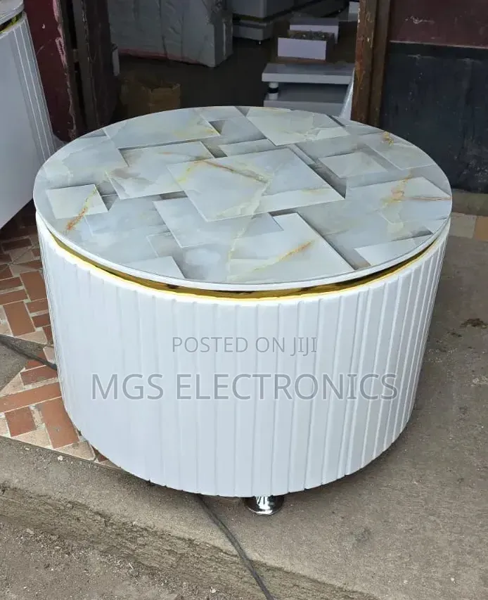 White Executive Modern Round Coffee Table 