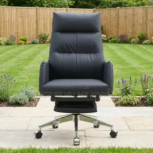 Leather Manager Desk Seat With Footrest.