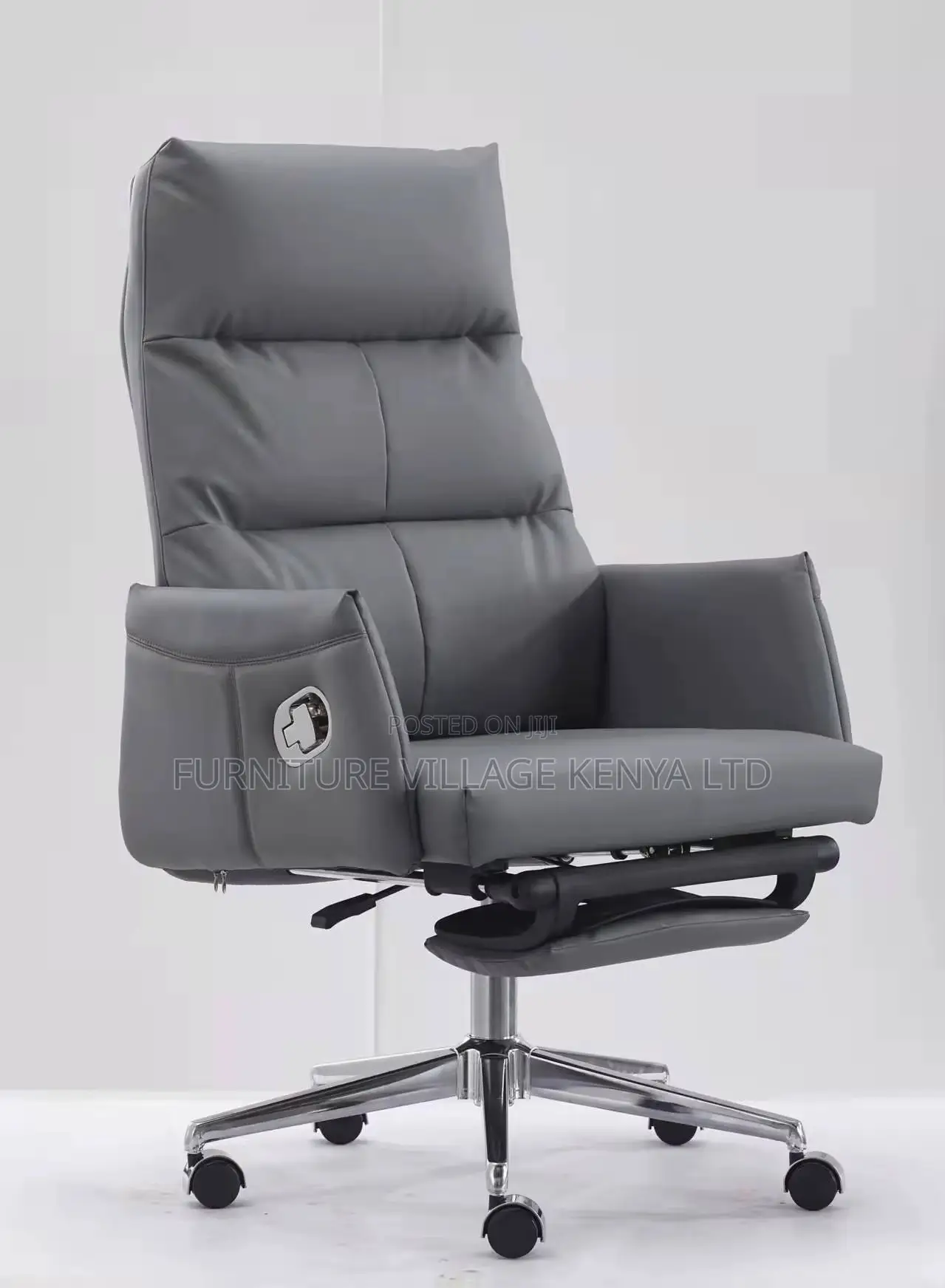 Leather Manager Desk Seat With Footrest.