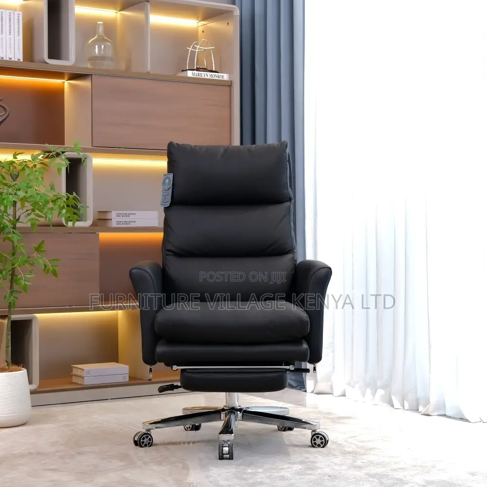 Leather Manager Desk Seat With Footrest.
