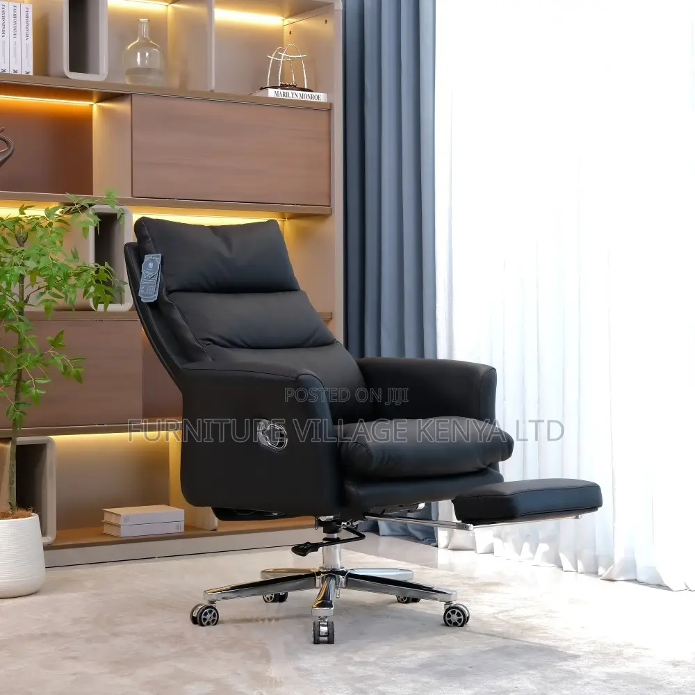Leather Manager Desk Seat With Footrest.