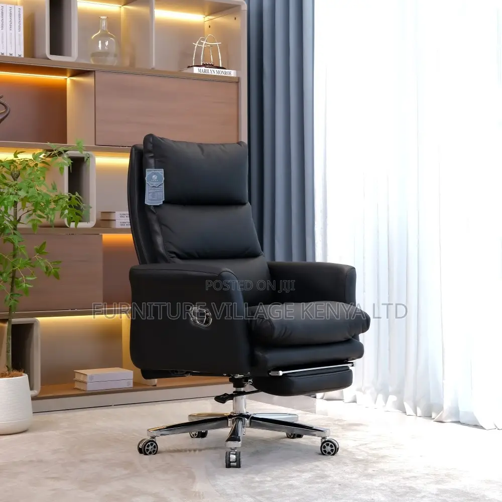 Leather Manager Desk Seat With Footrest.