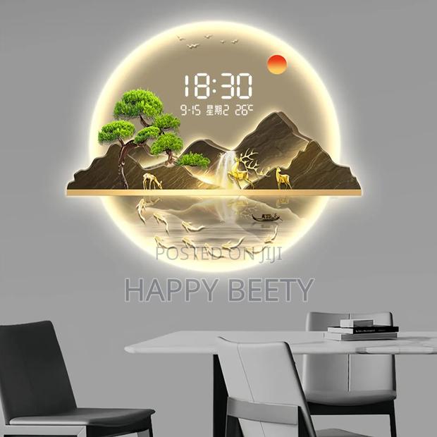 Led Decorative Clock Featuring a Stunning Layered Mountain Landscape - thumbnail 2