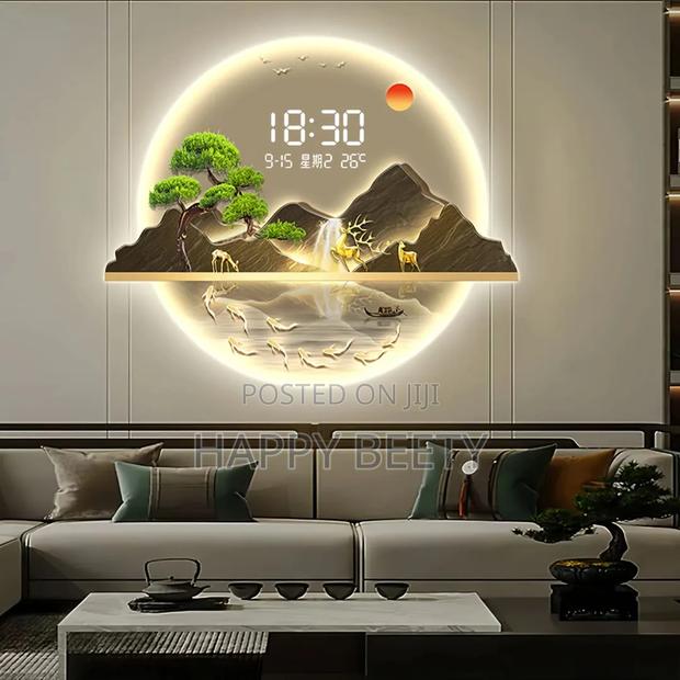 Led Decorative Clock Featuring a Stunning Layered Mountain Landscape - thumbnail 3