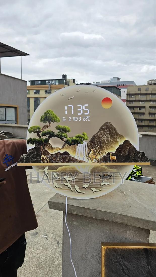 Led Decorative Clock Featuring a Stunning Layered Mountain Landscape - thumbnail 4