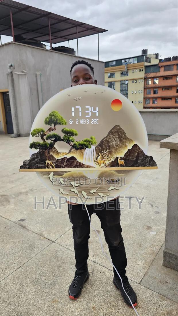 Led Decorative Clock Featuring a Stunning Layered Mountain Landscape - thumbnail 5