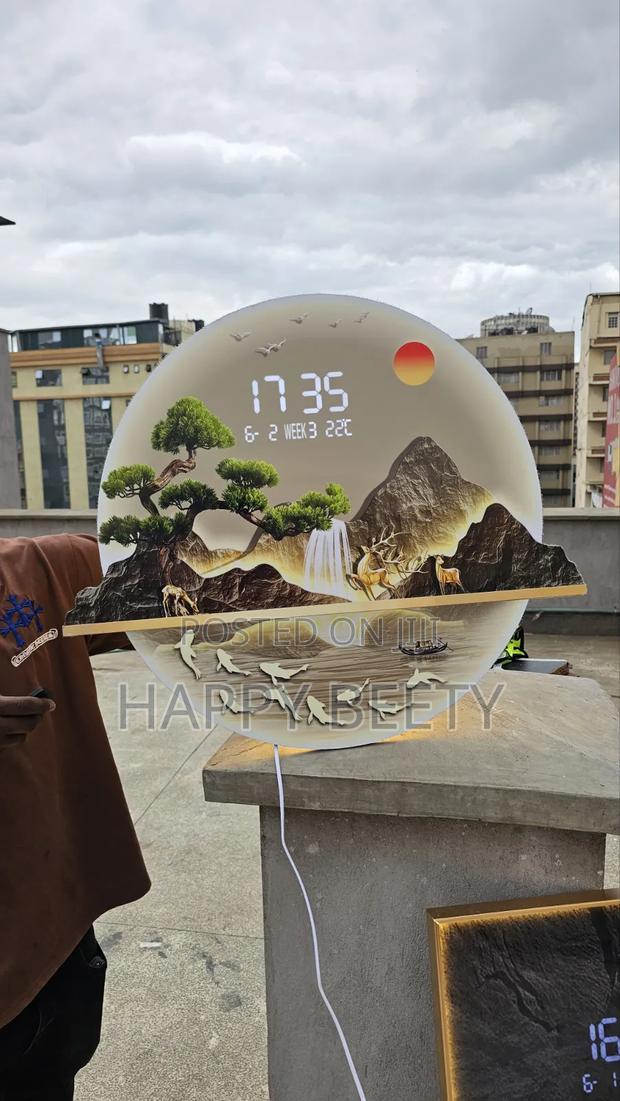 Led Decorative Clock Featuring a Stunning Layered Mountain Landscape - thumbnail 7