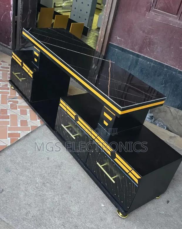 Executive Tv Stand With Marble Coating and Light 