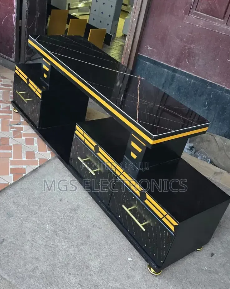 Executive Tv Stand With Marble Coating and Light 