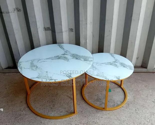 Marble Nesting Coffee Table (Glass Effect) White