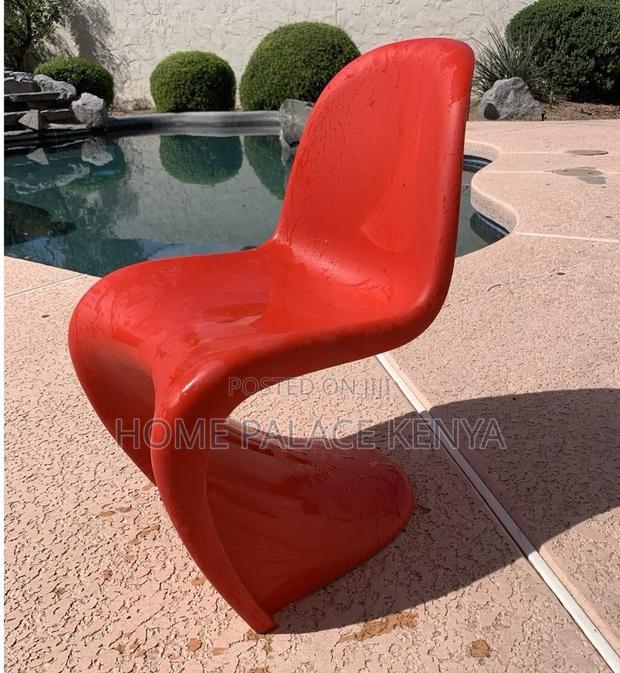 Dining Chair: Red Stackable Household Stool With Sled Base - main view