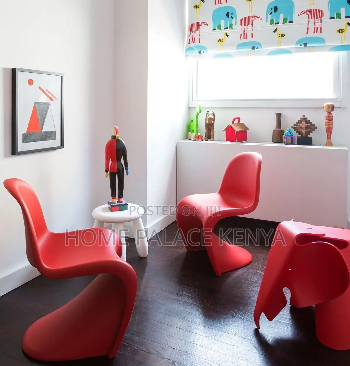 Dining Chair: Red Stackable Household Stool With Sled Base