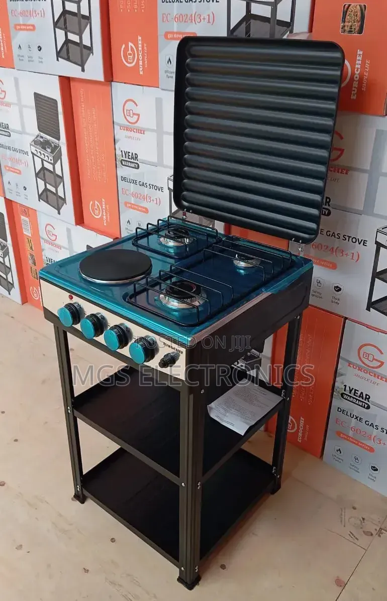  Eurochef 3 Gas +1 Electric Standing Cooker With Shelves