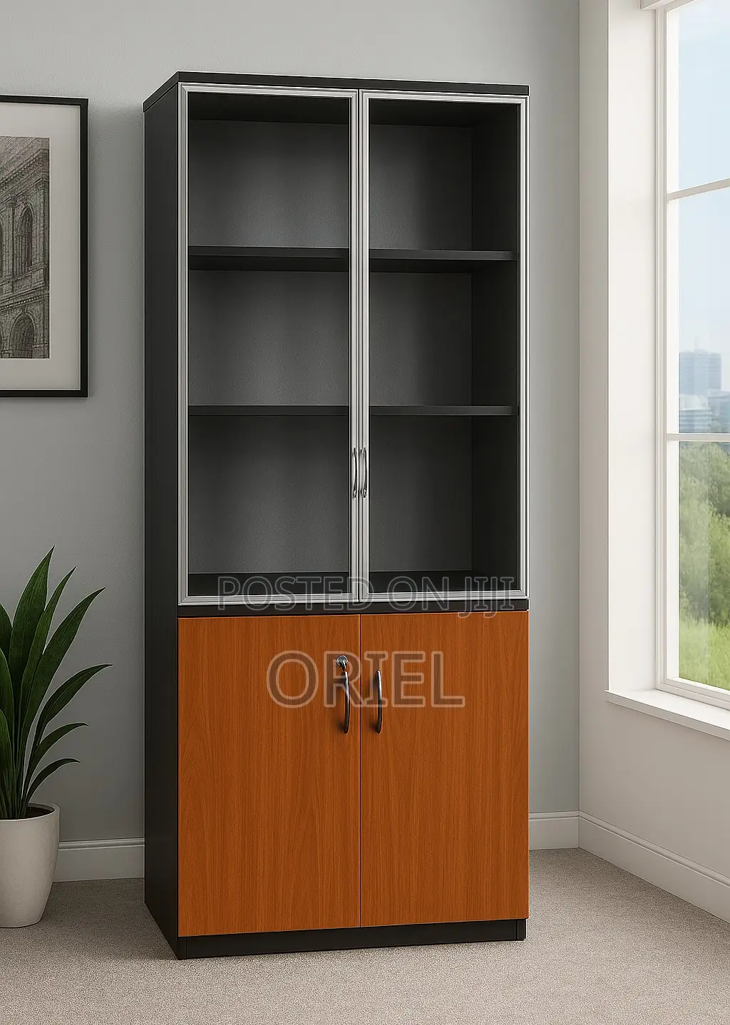 Office Cabinet : 2-Door Wooden Office Files Storage Cabinet