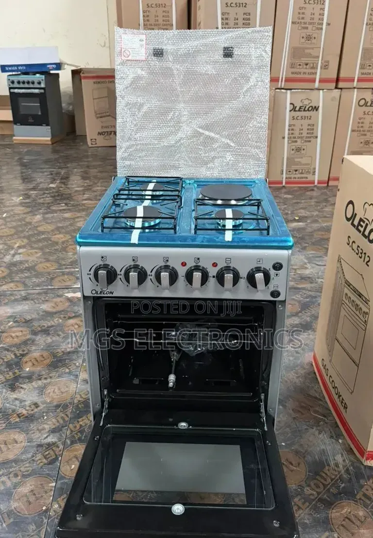 New Model Silver Olelon Standing 3 Gas Burner +1 Electric Cooker