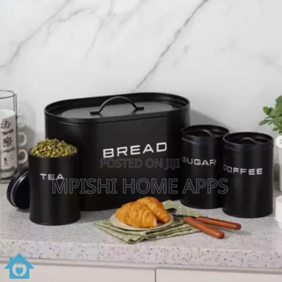 Alloy Bread Bin With 3 Labelled Airtight Canisters Set - thumbnail 3