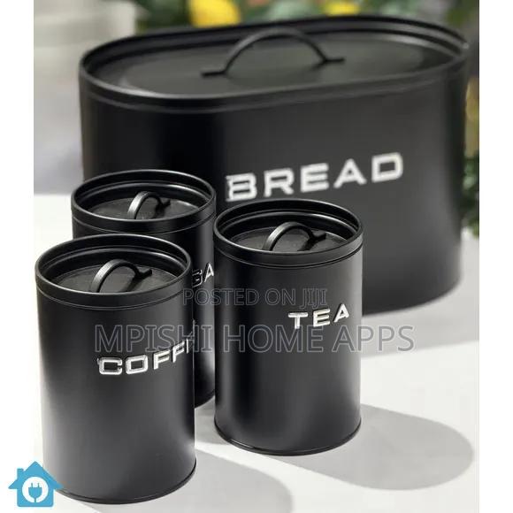 Alloy Bread Bin With 3 Labelled Airtight Canisters Set - thumbnail 4