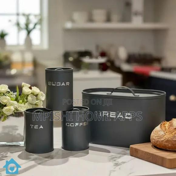 Alloy Bread Bin With 3 Labelled Airtight Canisters Set - thumbnail 5