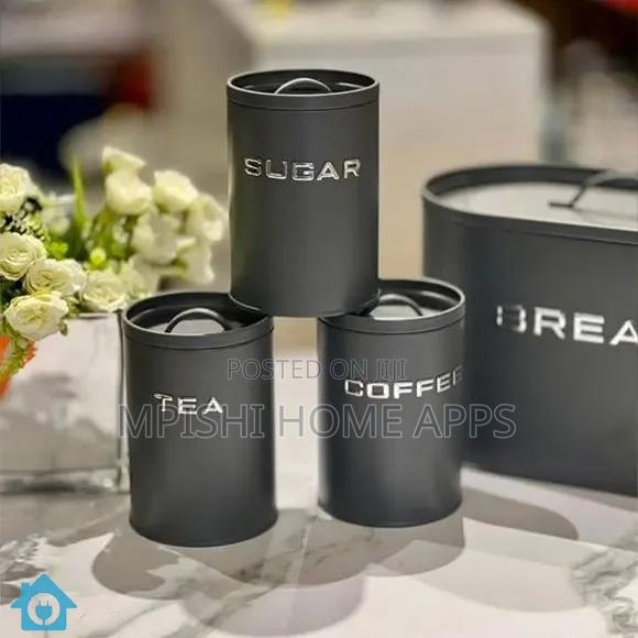 Alloy Bread Bin With 3 Labelled Airtight Canisters Set - thumbnail 6