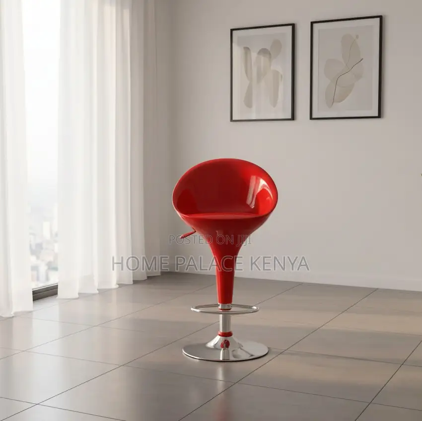 Bar Stool: Orange Plastic Bar Stool With Swivel Chrome Base