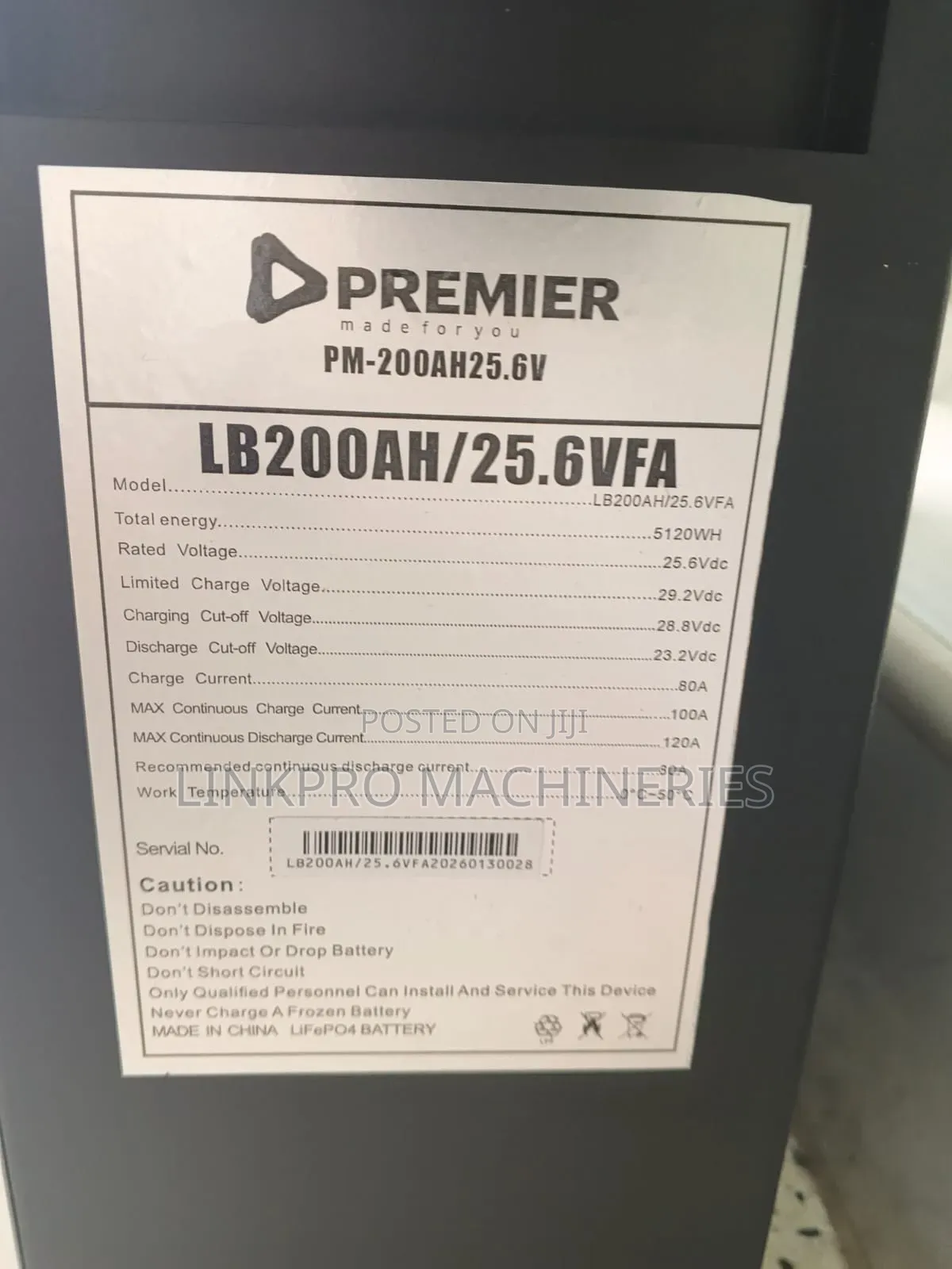 Premier 5.12 KWH 24 Volts Lithium Battery