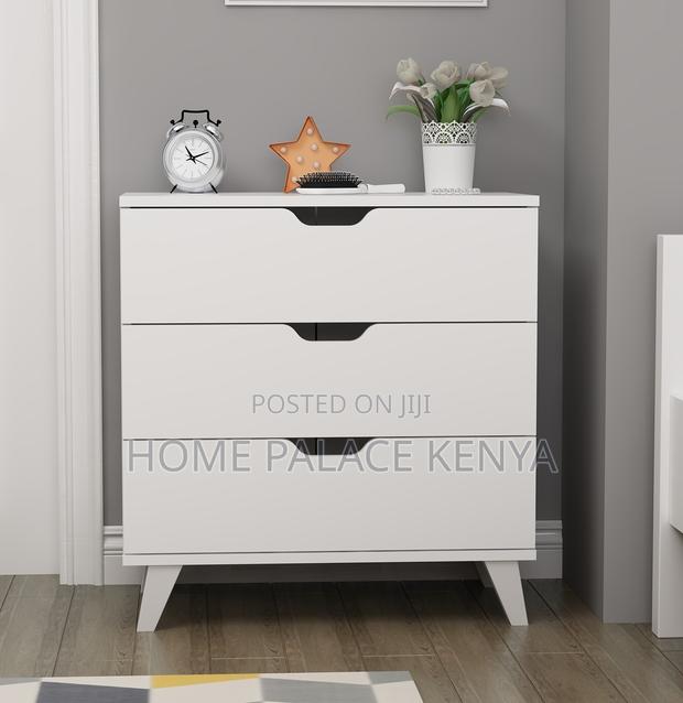 Nightstand: Premium White Three Drawer Night Table