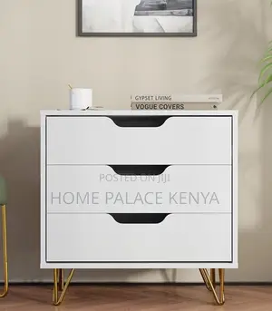 Nightstand: Premium White Three Drawer Night Table