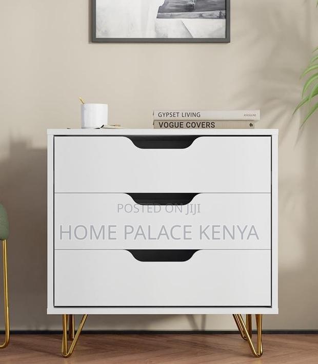 Nightstand: Premium White Three Drawer Night Table - thumbnail 4