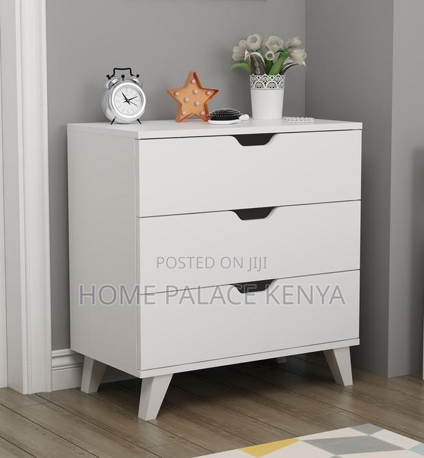 Nightstand: Premium White Three Drawer Night Table - thumbnail 6