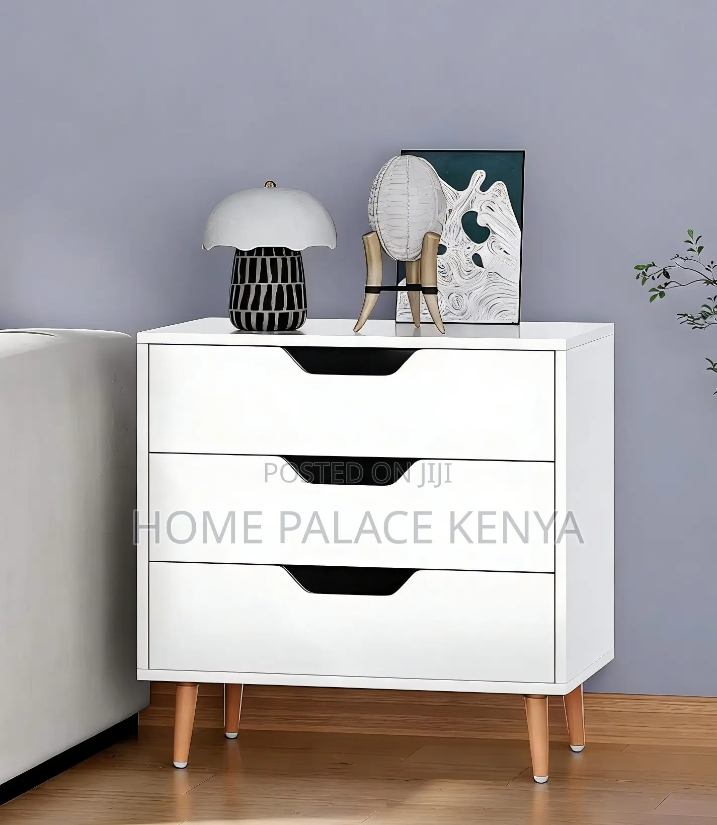 Nightstand: Premium White Three Drawer Night Table