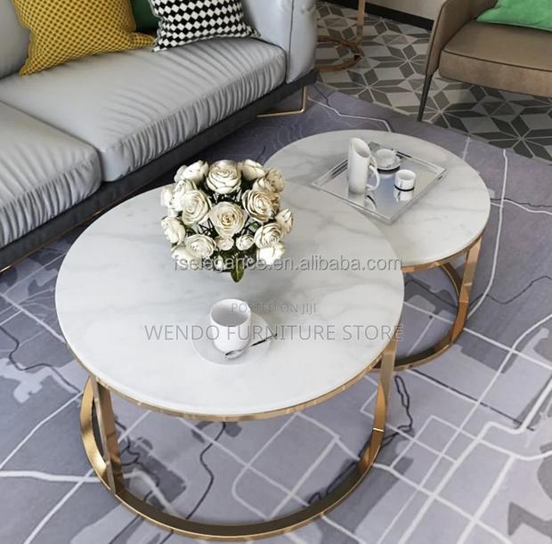Coffee Table; Round General Marble Coffee Table - thumbnail 2