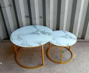 Marble Nesting Coffee Table (Glass Effect) White for Living Room