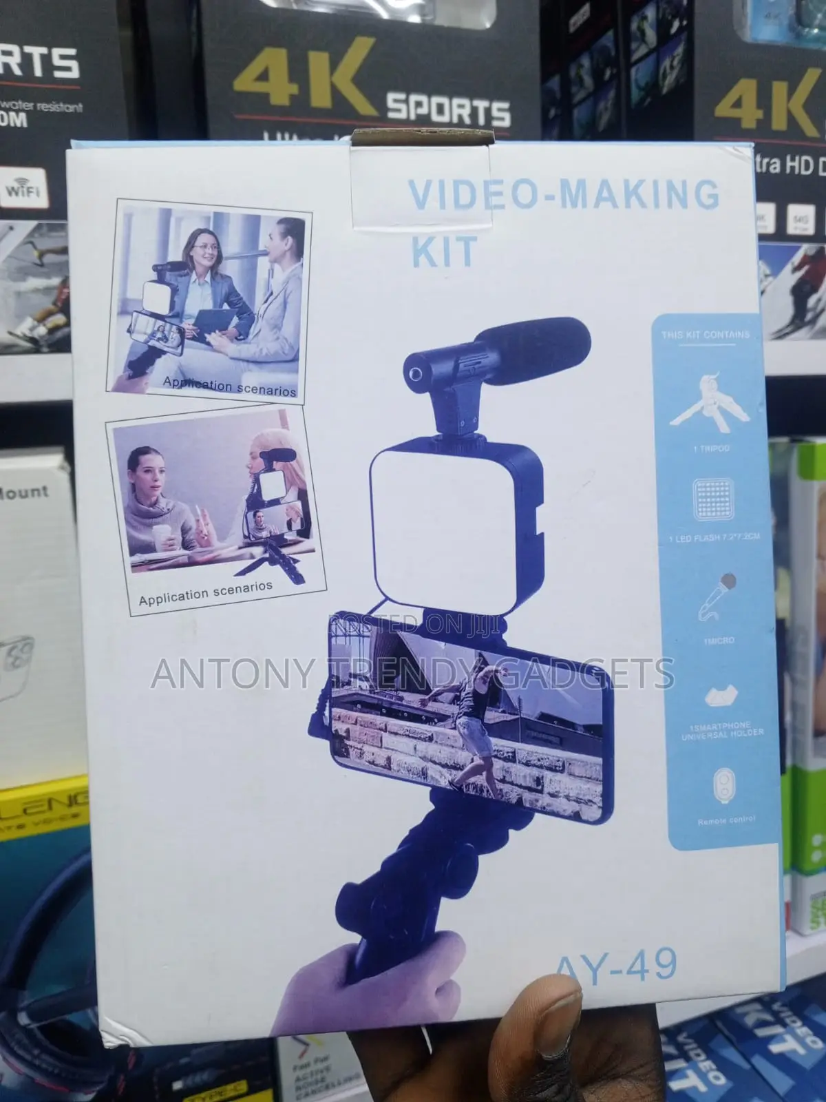 Ay-49 Professional Vlogging Kit With Mic Light And Tripod