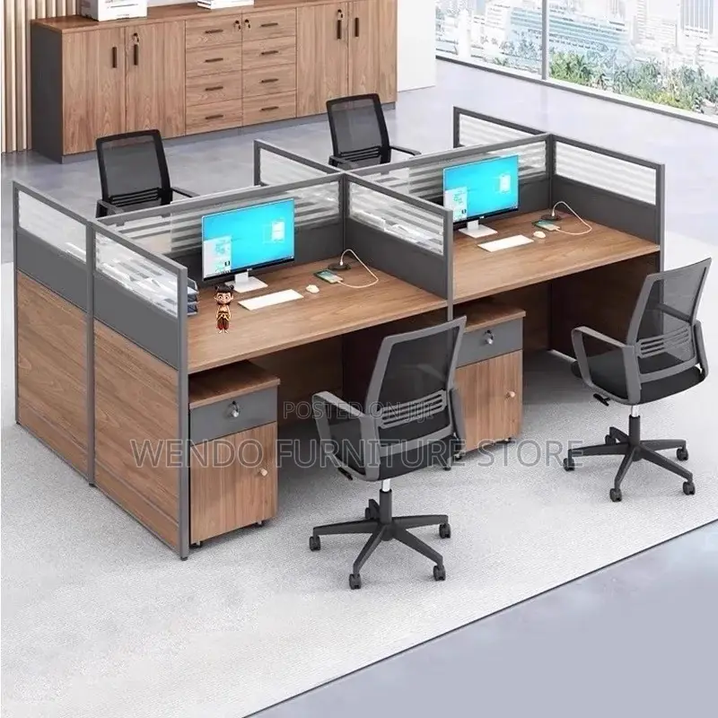 Office Workstation; Four Users MDF Office Desk Station