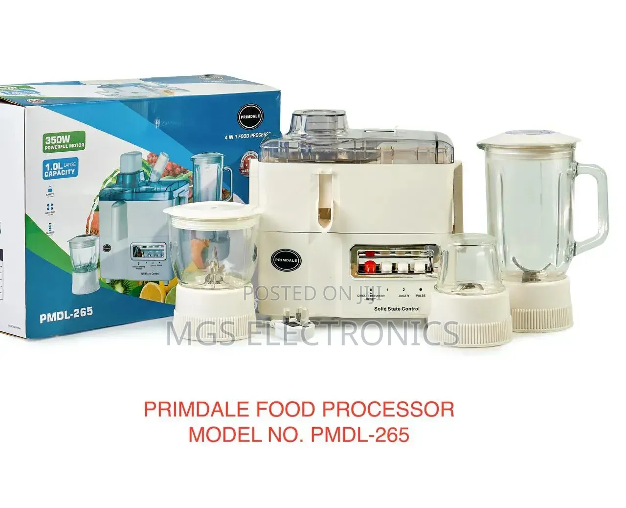 Primdale 4 in 1 Juicer -Blender-Grinder and Mill Food Processor