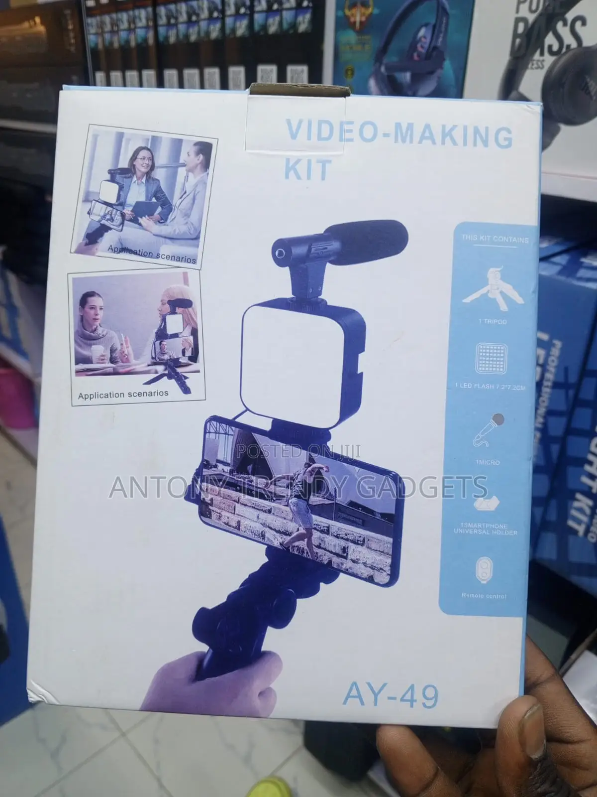 Ay-49 All-in-one Vlogging Kit With Phone Holder And Mic