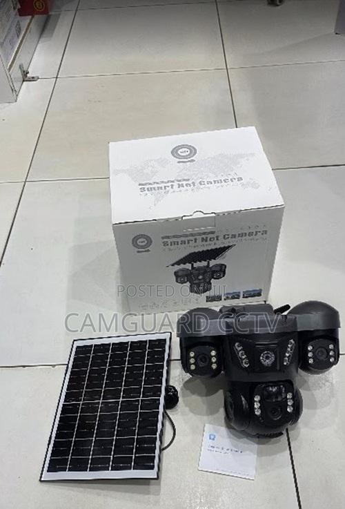 Triple Lens Solar Security Camera Wide Coverage Color Night Vision