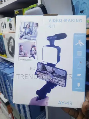 Ay-49 Vlogging Kit With Microphone Led Light And Tripod